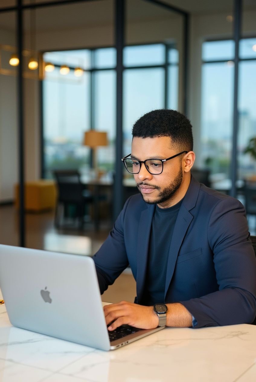 Nathan Curty trabalhando e lecionando Business English
